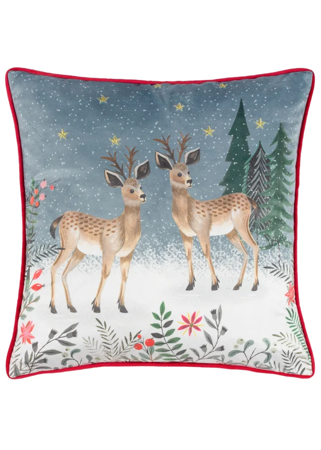 furn. Ditsy Festive Reindeer Filled Cushion (43cm x 43cm x 8cm)
