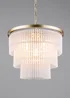 BHS Aubrey Frosted Glass 5 Light Pendant Brass (Adjustable 50-120cm x 40cm) - One Size Image 3