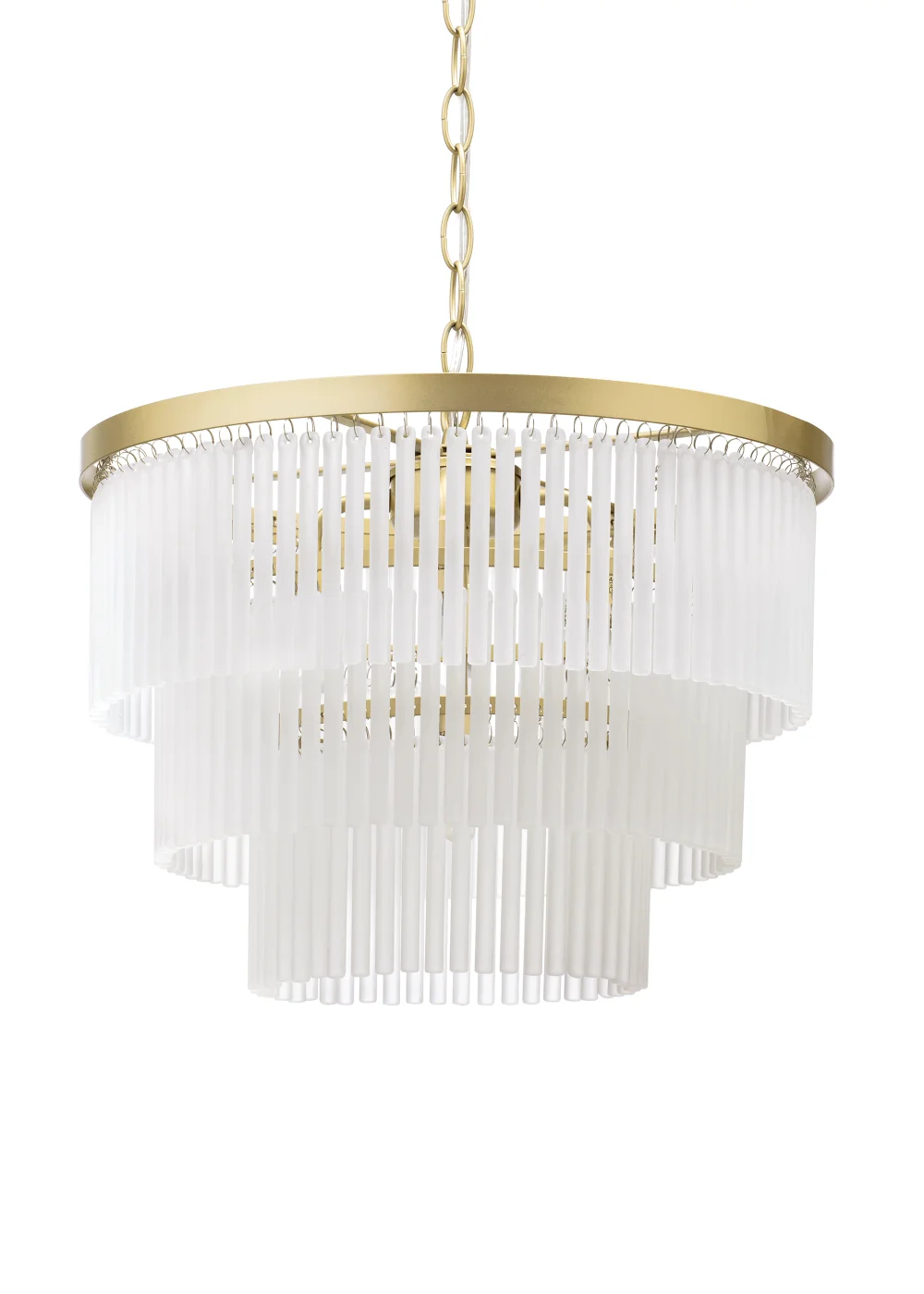 BHS Aubrey Frosted Glass 5 Light Pendant Brass (Adjustable 50-120cm x 40cm) - One Size Image 2