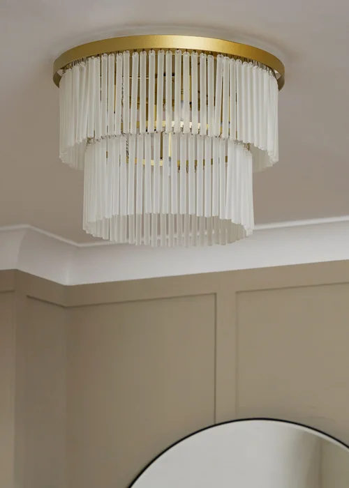 BHS Aubrey Frosted Flush Ceiling 5 Light Brass (26cm x 36cm) - One Size Image 2