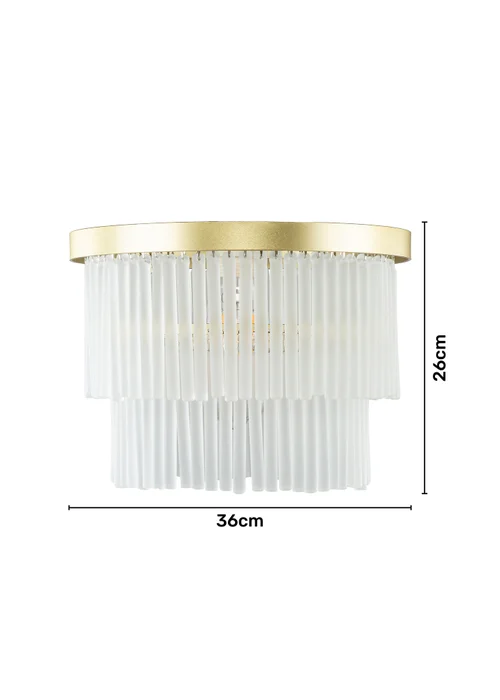 BHS Aubrey Frosted Flush Ceiling 5 Light Brass (26cm x 36cm) - One Size Image 4