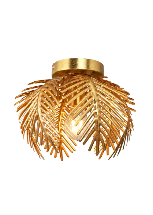 BHS Brookby Palm Flush Ceiling Light Brass (21cm x 30cm) - One Size Image 4