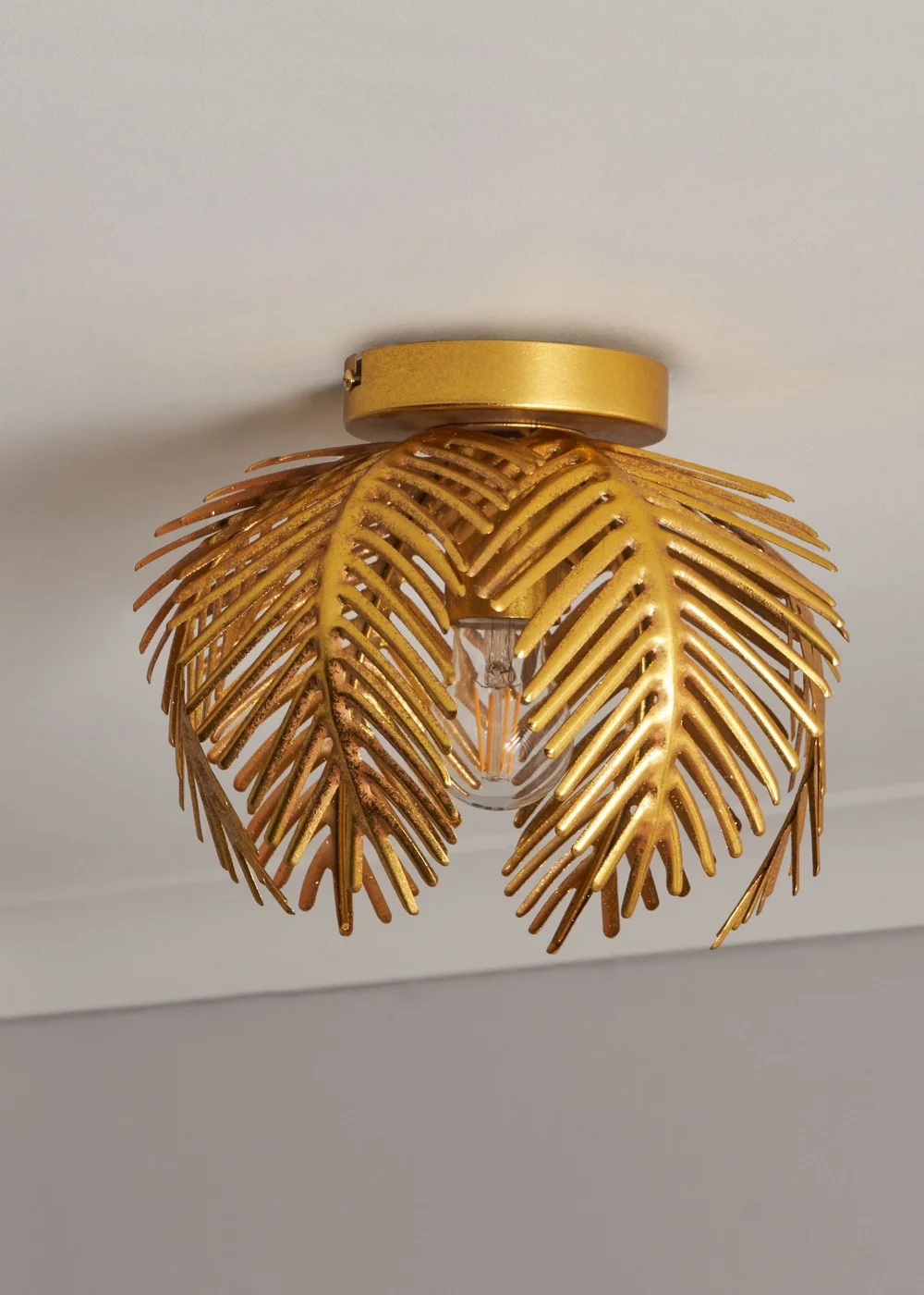 BHS Brookby Palm Flush Ceiling Light Brass (21cm x 30cm) - One Size Image 2