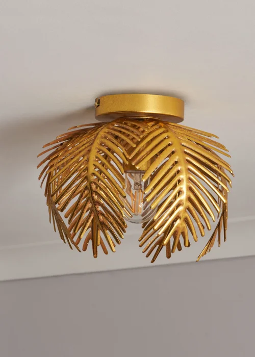 BHS Brookby Palm Flush Ceiling Light Brass (21cm x 30cm) - One Size Image 2
