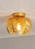 BHS Brookby Palm Flush Ceiling Light Brass (21cm x 30cm) - One Size Image 1