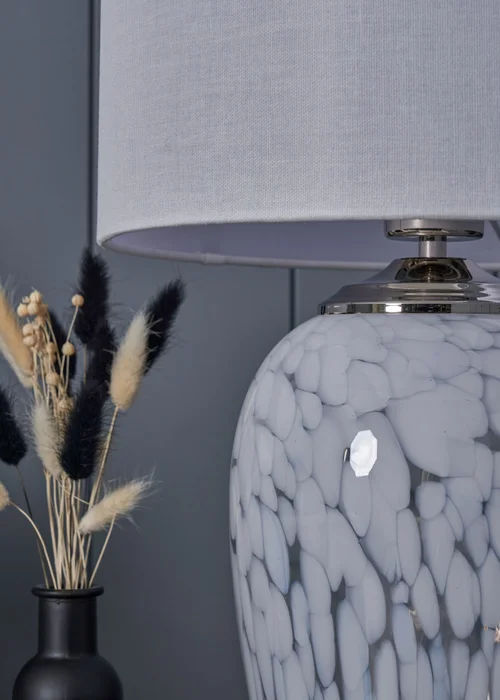 BHS Flakestone Glass Table Lamp Nickel (53cm x 30cm) - One Size Image 3