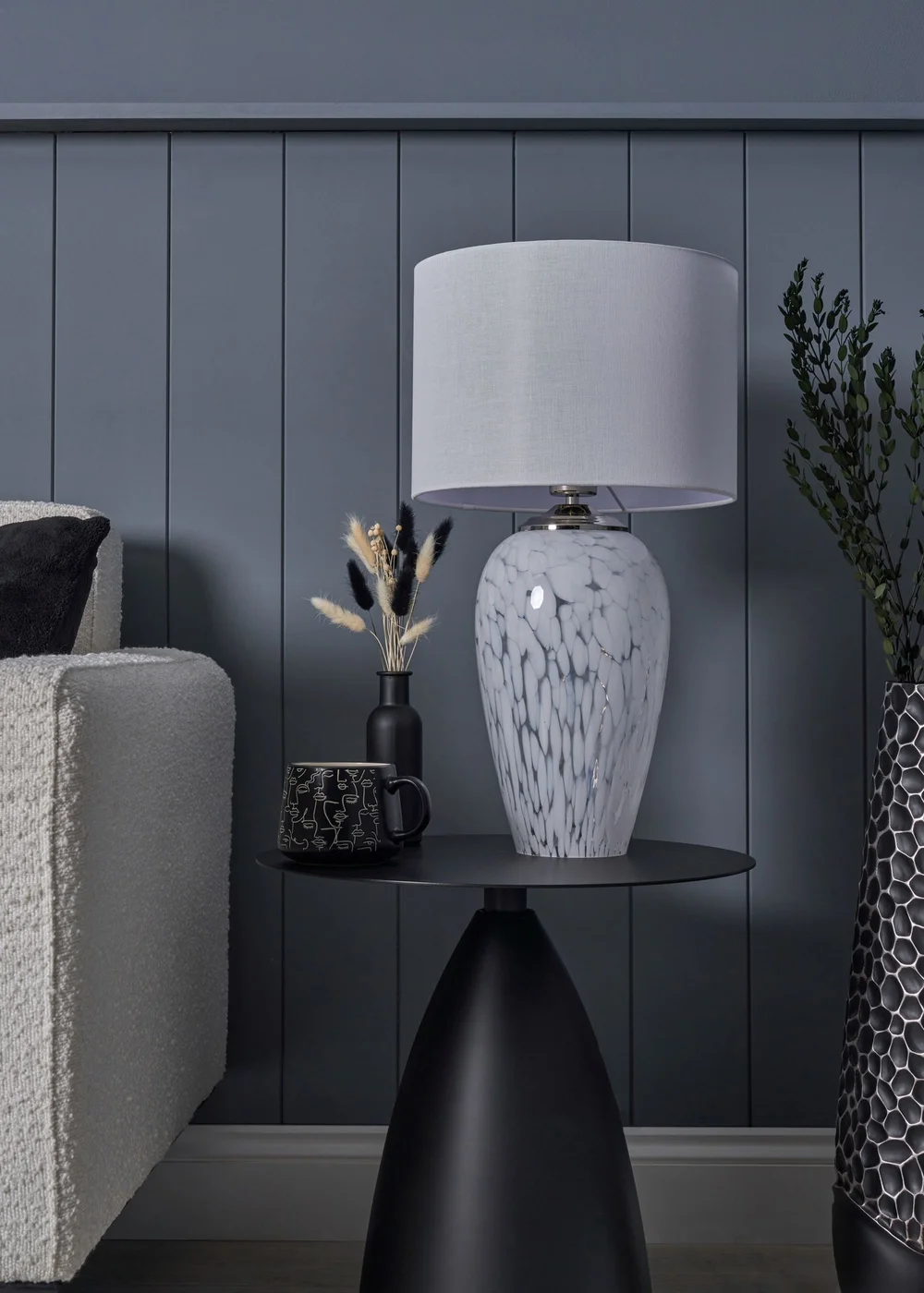 BHS Flakestone Glass Table Lamp Nickel (53cm x 30cm) - One Size Image 2