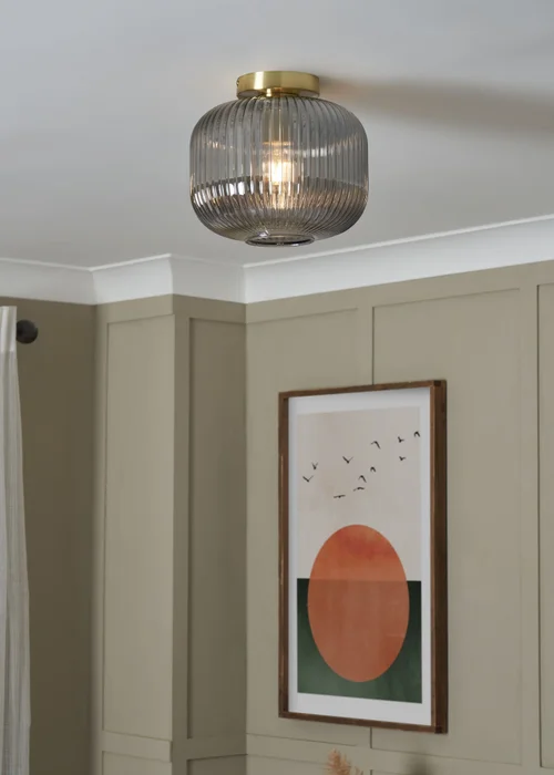 BHS Lyna Flush Ceiling 1 Light Brass (24cm x 24cm) - One Size Image 1