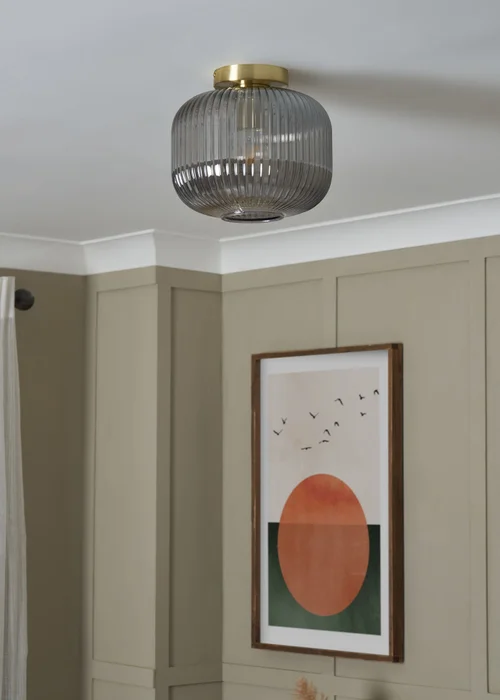 BHS Lyna Flush Ceiling 1 Light Brass (24cm x 24cm) - One Size Image 2