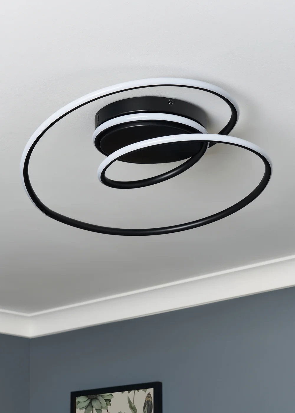 BHS Pei Black Rings LED Flush Ceiling Light - One Size Image 1