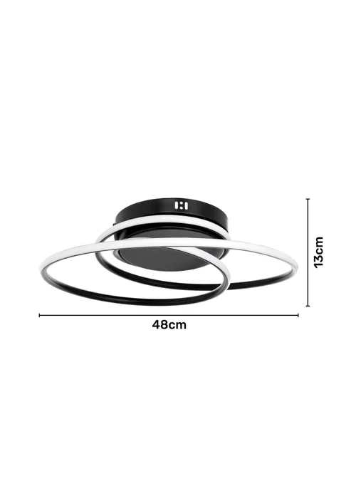 BHS Pei Swirl LED Flush Ceiling Light Satin Black (13cm x 48cm) - One Size Image 4