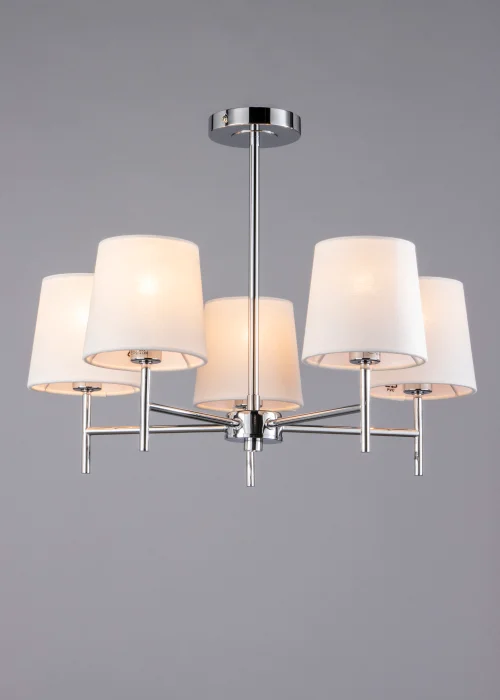 BHS Mira Semi Flush Ceiling 5 Light Chrome & Natural (40cm x 47cm) - One Size Image 4