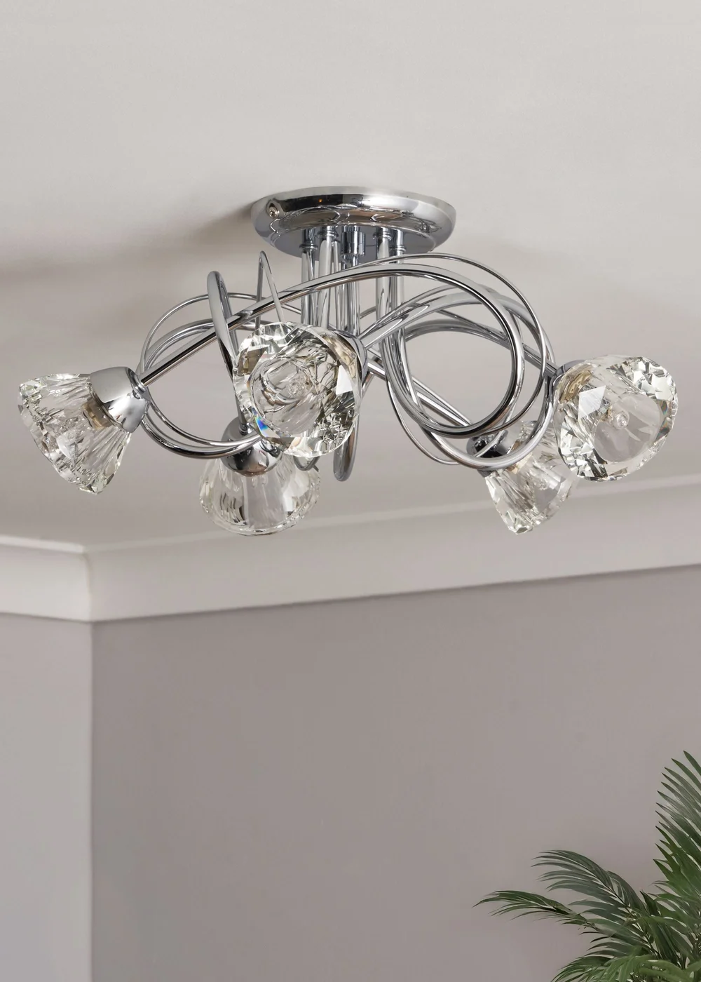 BHS Marianne Flush Ceiling 5 Light Chrome (20cm x 40cm) - One Size Image 2