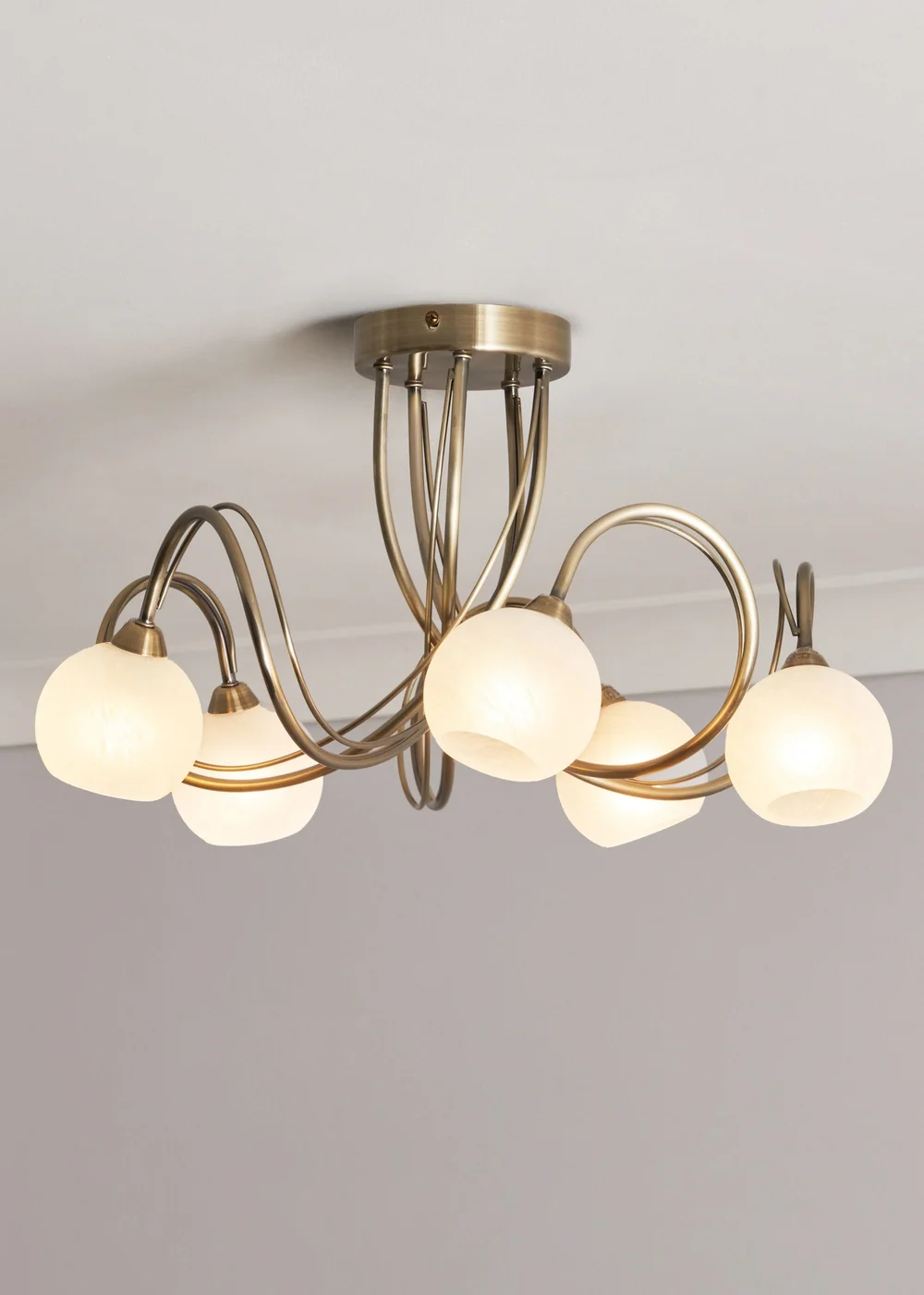 BHS Soni Antique Brass 5 Light Flush Ceiling Light - One Size Image 2