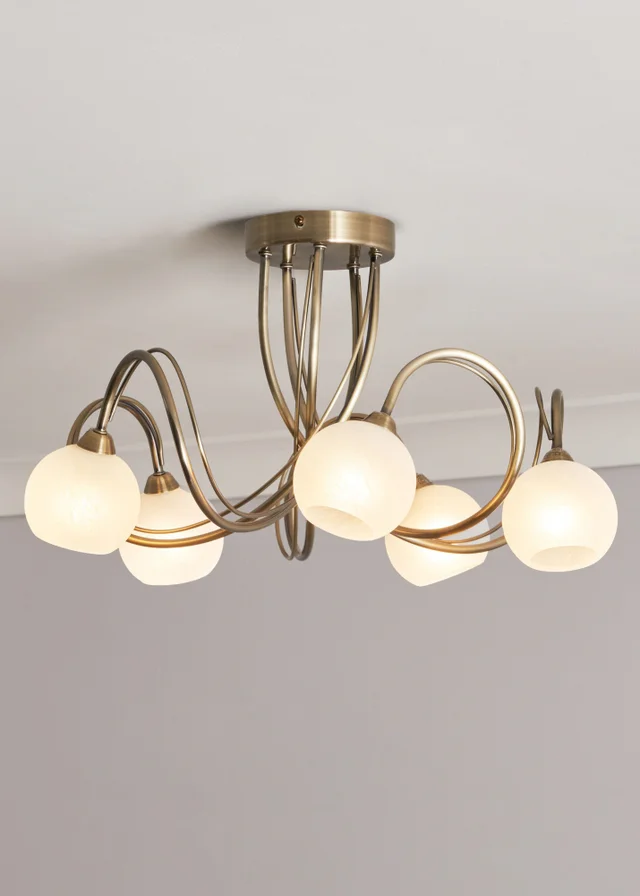 BHS Soni Antique Brass 5 Light Flush Ceiling Light