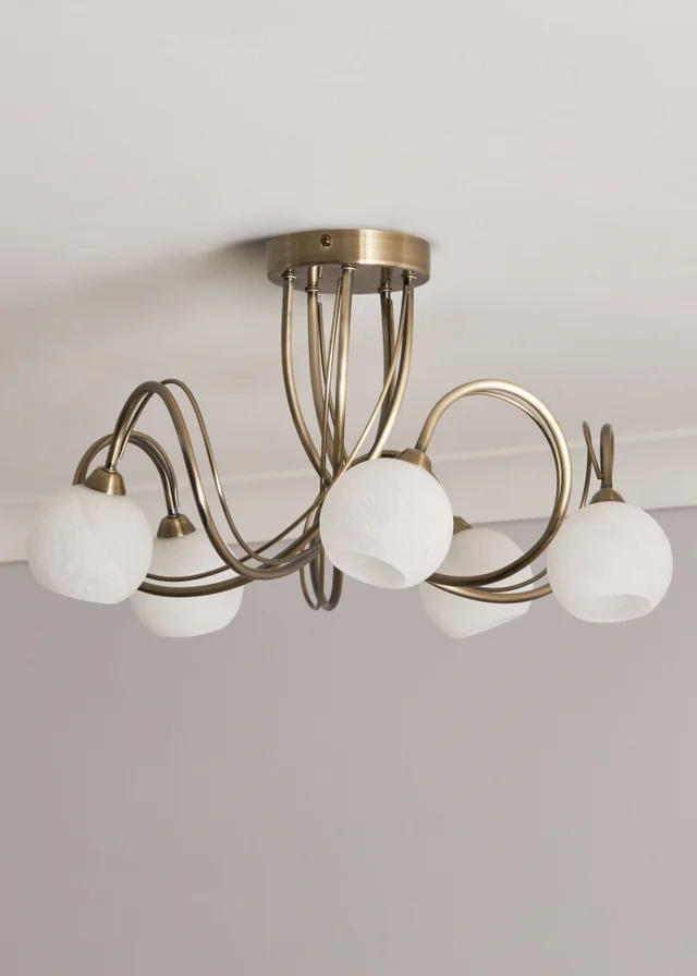 BHS Soni Antique Brass 5 Light Flush Ceiling Light