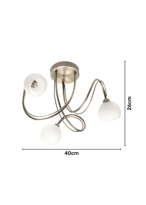BHS Soni 3 Light Antique Brass Flush Ceiling Light - One Size Image 5