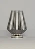 BHS Poplar Ribbed Glass Vessel Table Lamp Chrome & Smoke (20cm x 15cm) - One Size Image 5