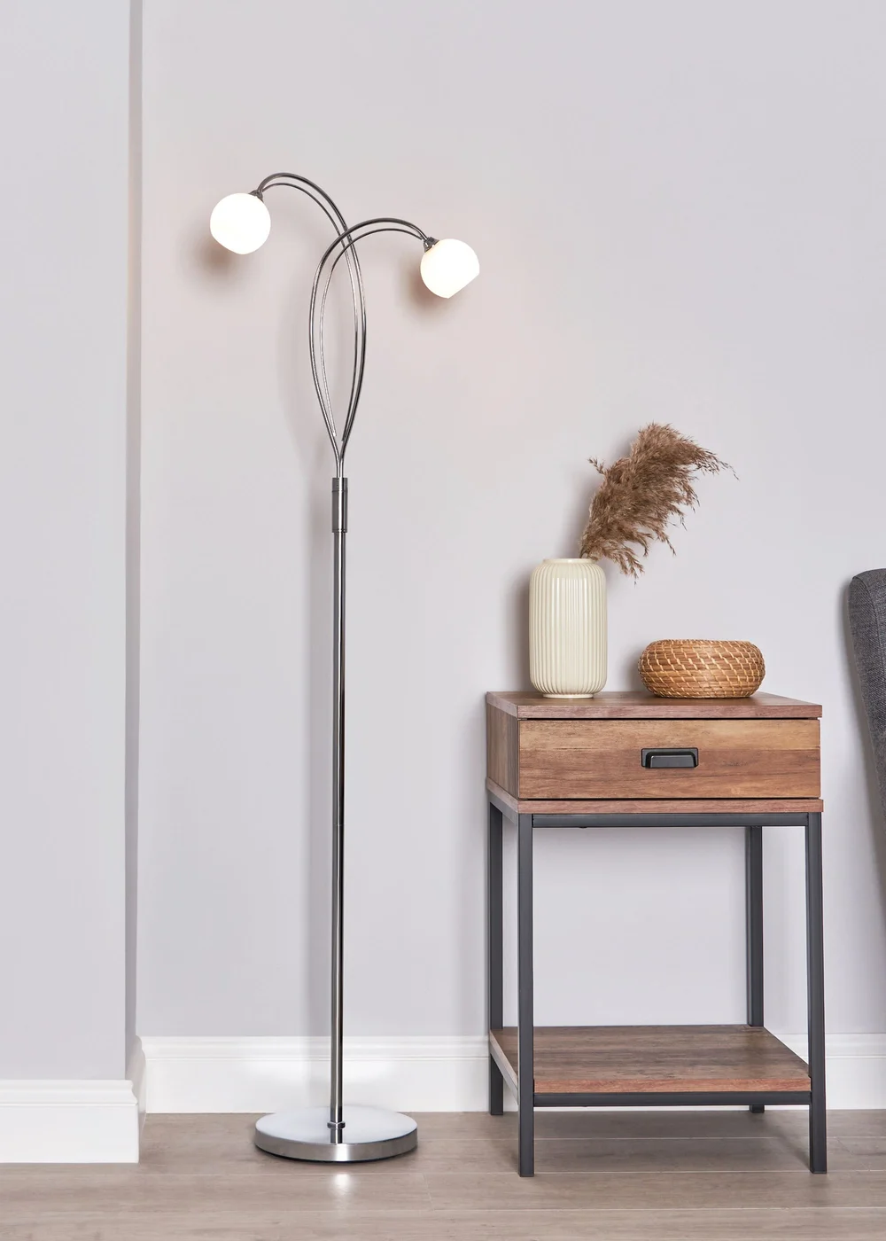 BHS Soni Chrome Floor Lamp - One Size Image 2