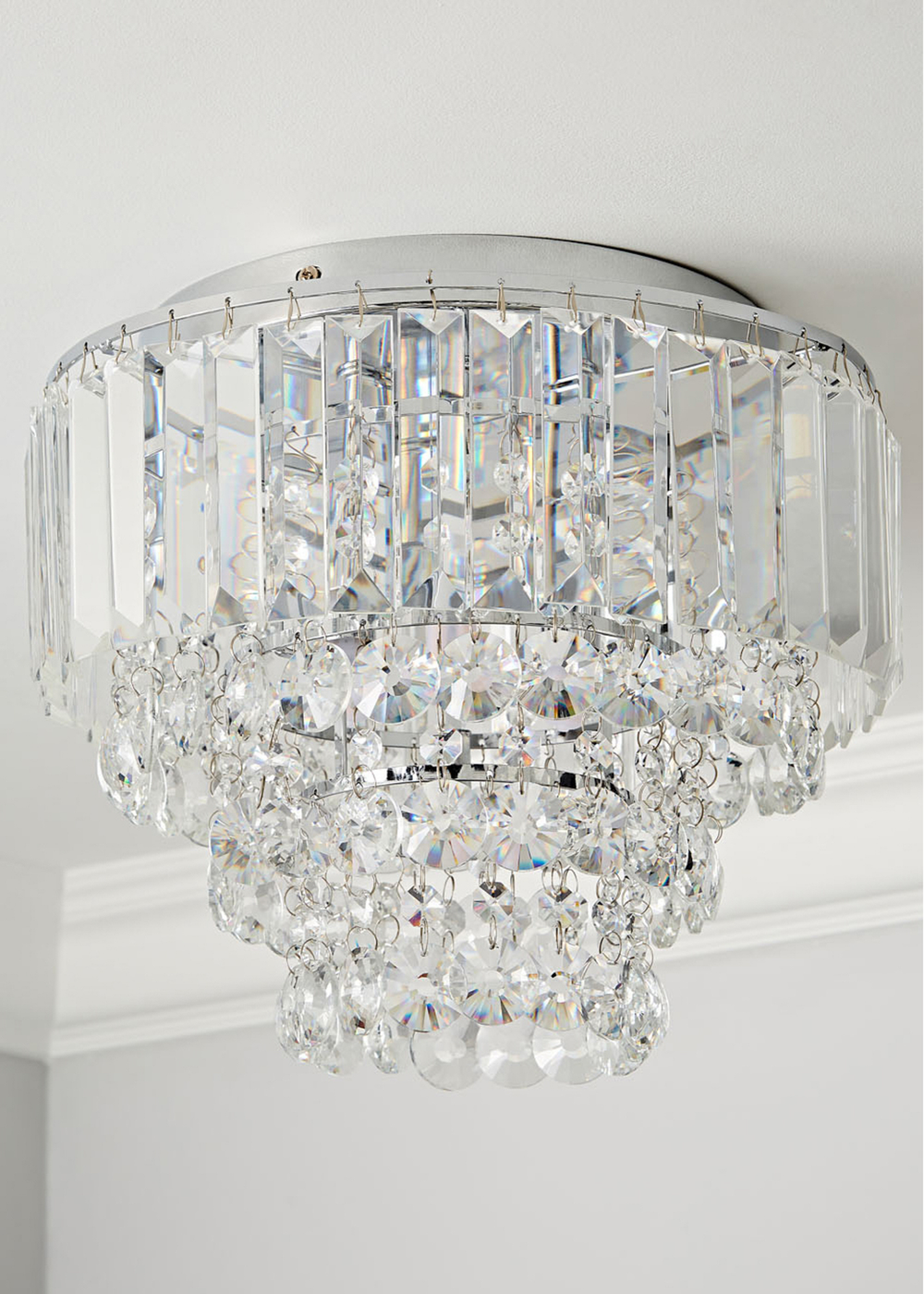 BHS Chrome Paladina Flush Ceiling Light - One Size Image 1