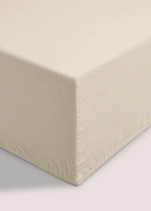 Cream Cotton Deep Fitted Bed Sheet (180 Thread Count) - Double Image 1