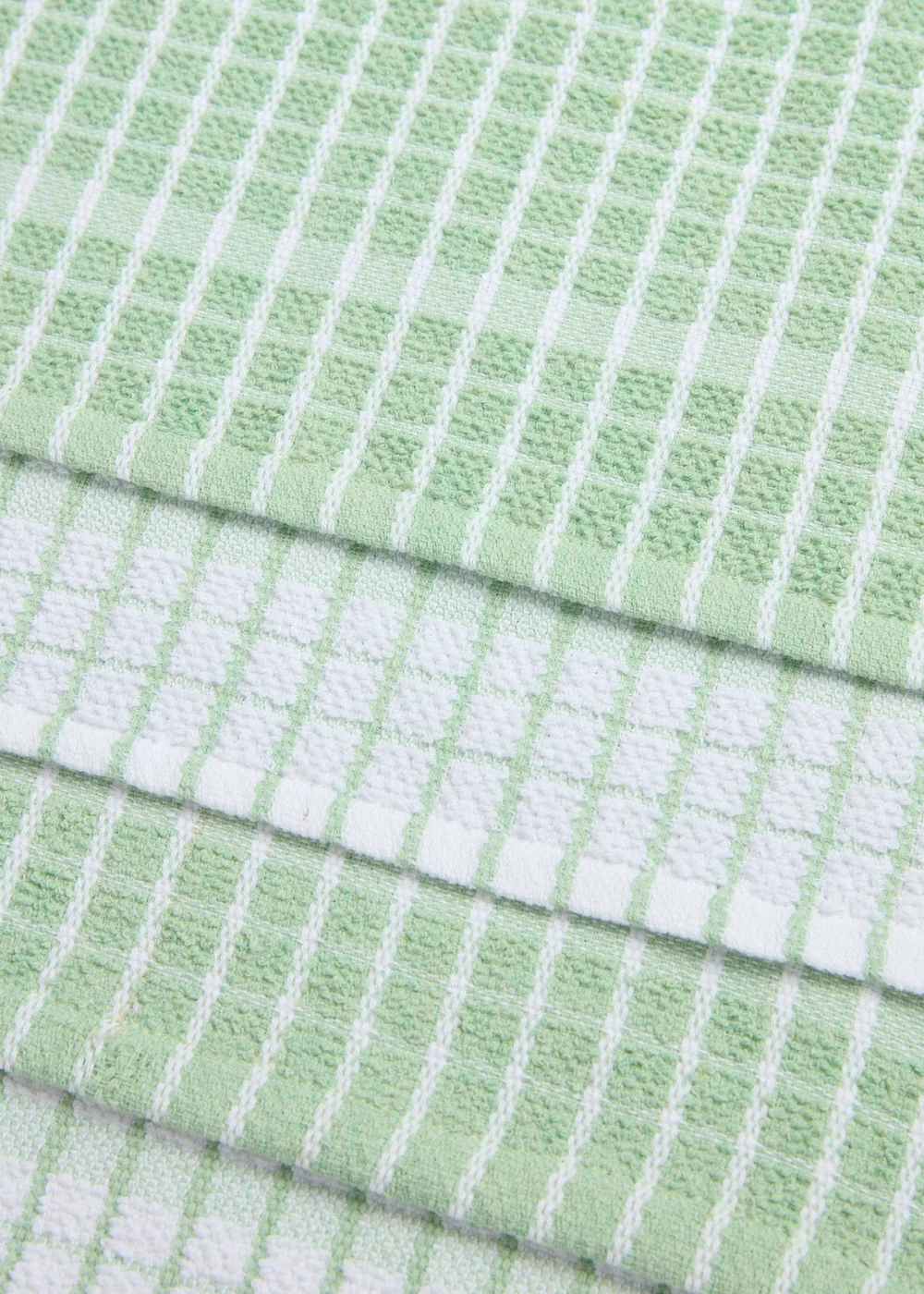 4 Pack Light Green Check Terry Tea Towels Image 2