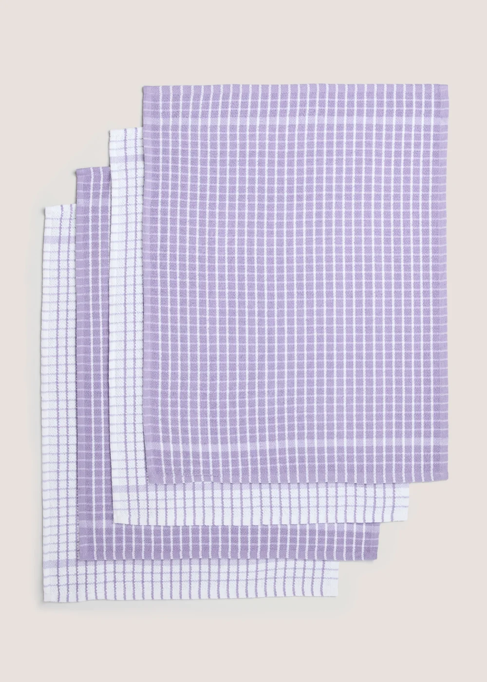 4 Pack Lilac Check Terry Tea Towels Image 1