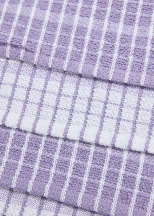 4 Pack Lilac Check Terry Tea Towels Image 2