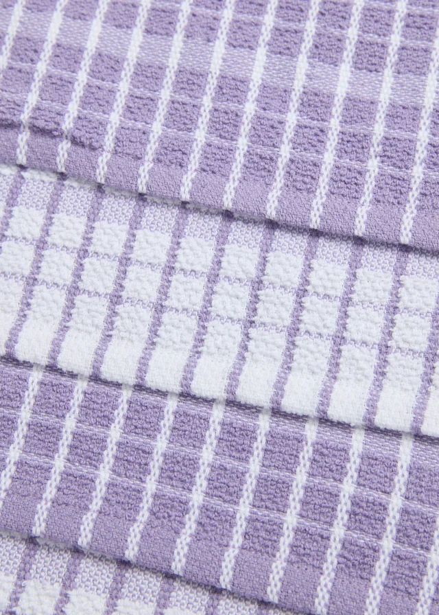 4 Pack Lilac Check Terry Tea Towels