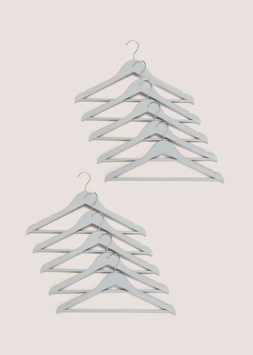 10 Pack Grey Wooden Hangers Image 1