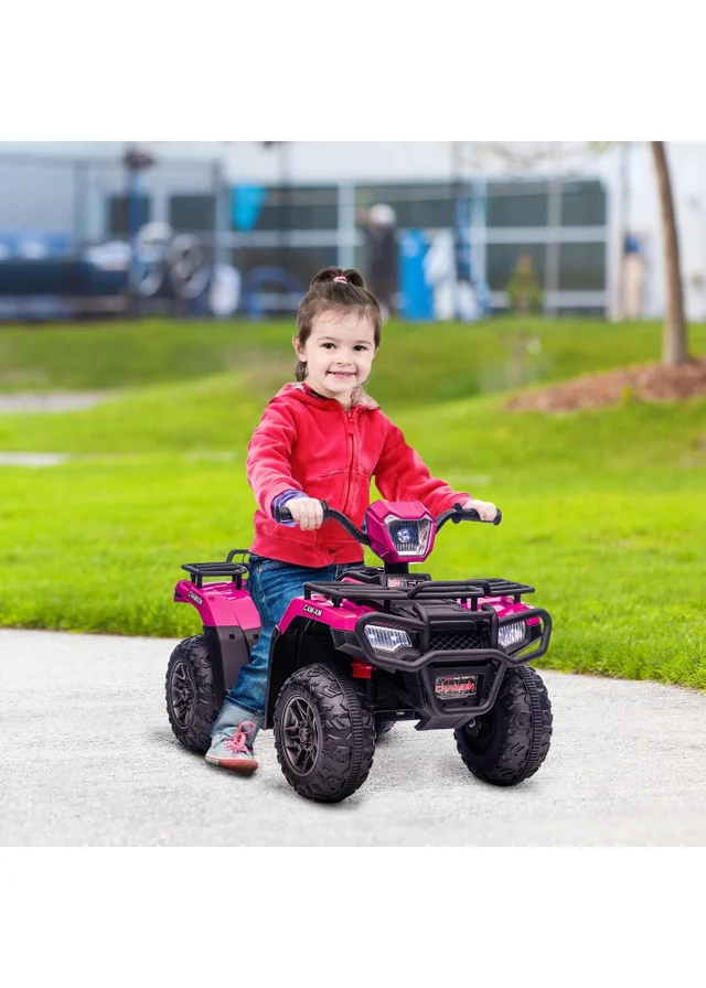 HOMCOM 12V Electric Quad Bike for Kids with LED Headlights and Music (Pink)
