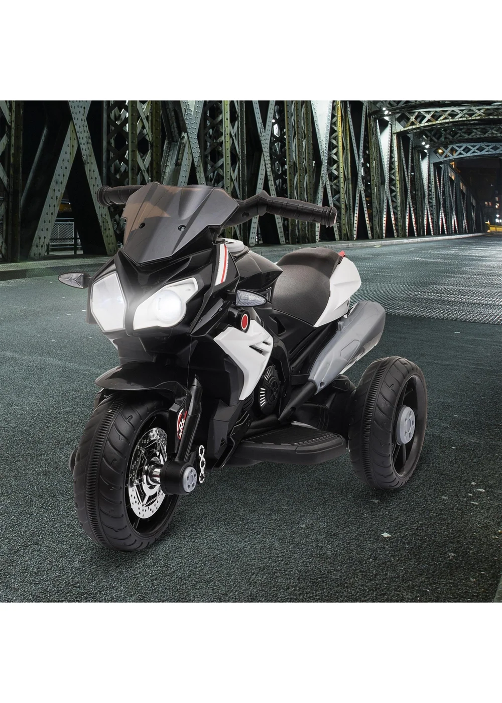 HOMCOM Kids Electric Motorcycle Ride-On Toy 6V Battery with Music, Horn and Lights (Black) - No Size Image 1