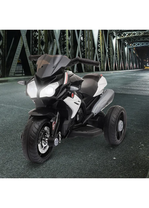 HOMCOM Kids Electric Motorcycle Ride-On Toy 6V Battery with Music, Horn and Lights (Black) - No Size Image 1