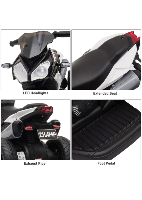 HOMCOM Kids Electric Motorcycle Ride-On Toy 6V Battery with Music, Horn and Lights (Black) - No Size Image 3