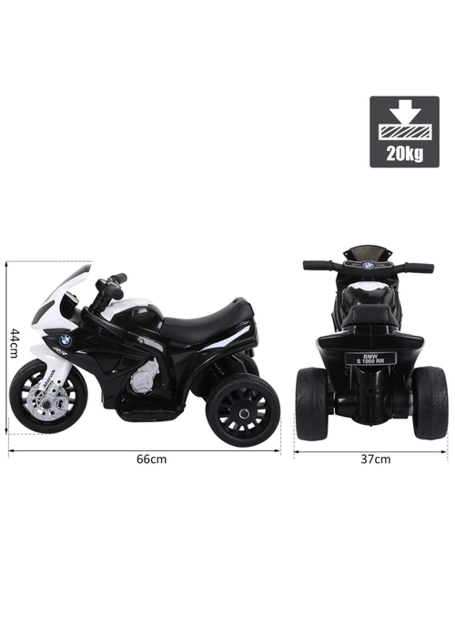 HOMCOM Electric Kids Ride on Motorcycle BMW Liscensed with Headlights and Music (Black) - No Size Image 3