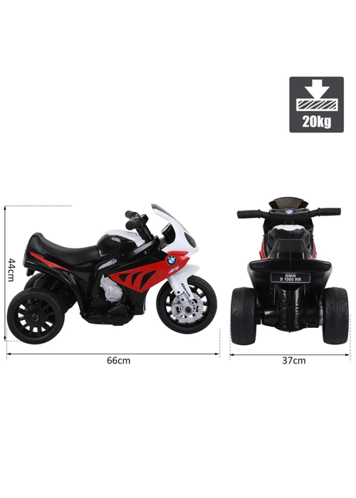 HOMCOM Electric Kids Ride on Motorcycle BMW Liscensed with Headlights and Music (Red) - No Size Image 3