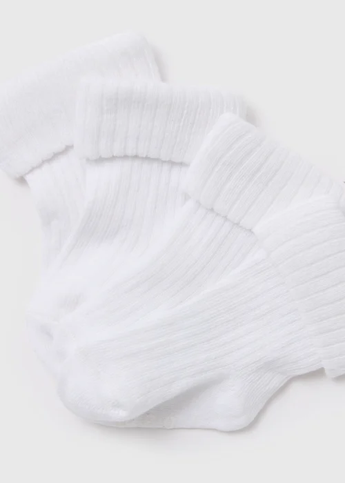 Baby 4 Pack White Ribbed Socks (Newborn-24mths) - Up to 1 Month Image 2