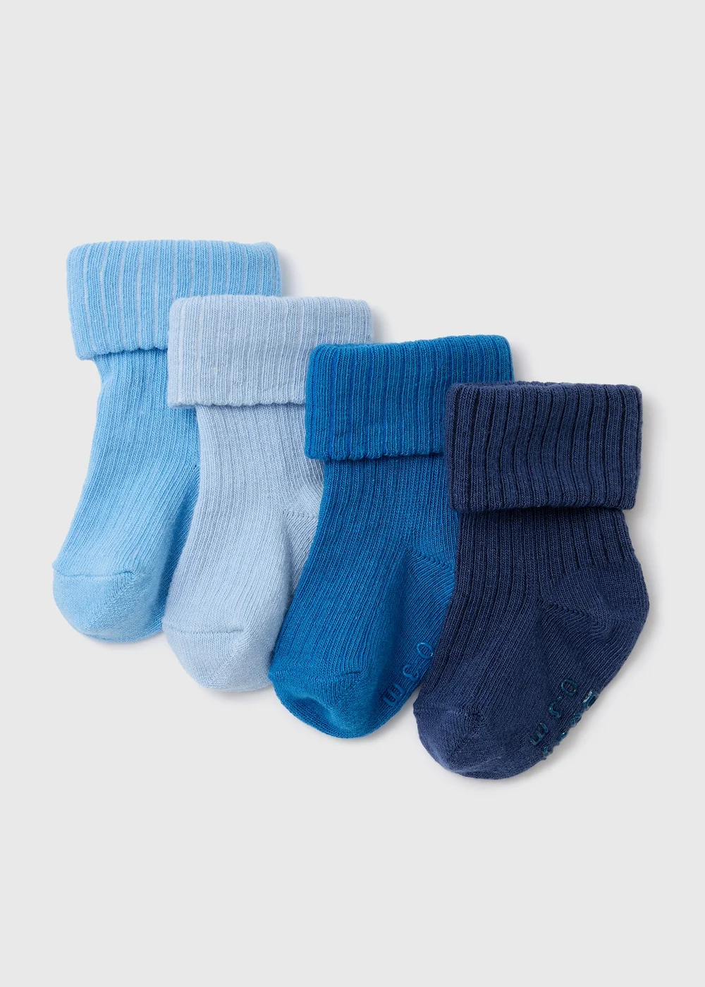 Baby 4 Pack Blue Ribbed Socks (Newborn-24mths) - Up to 1 Month Image 1