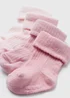 Baby 4 Pack Pink Ribbed Socks (Newborn-24mths) - Up to 1 Month Image 2