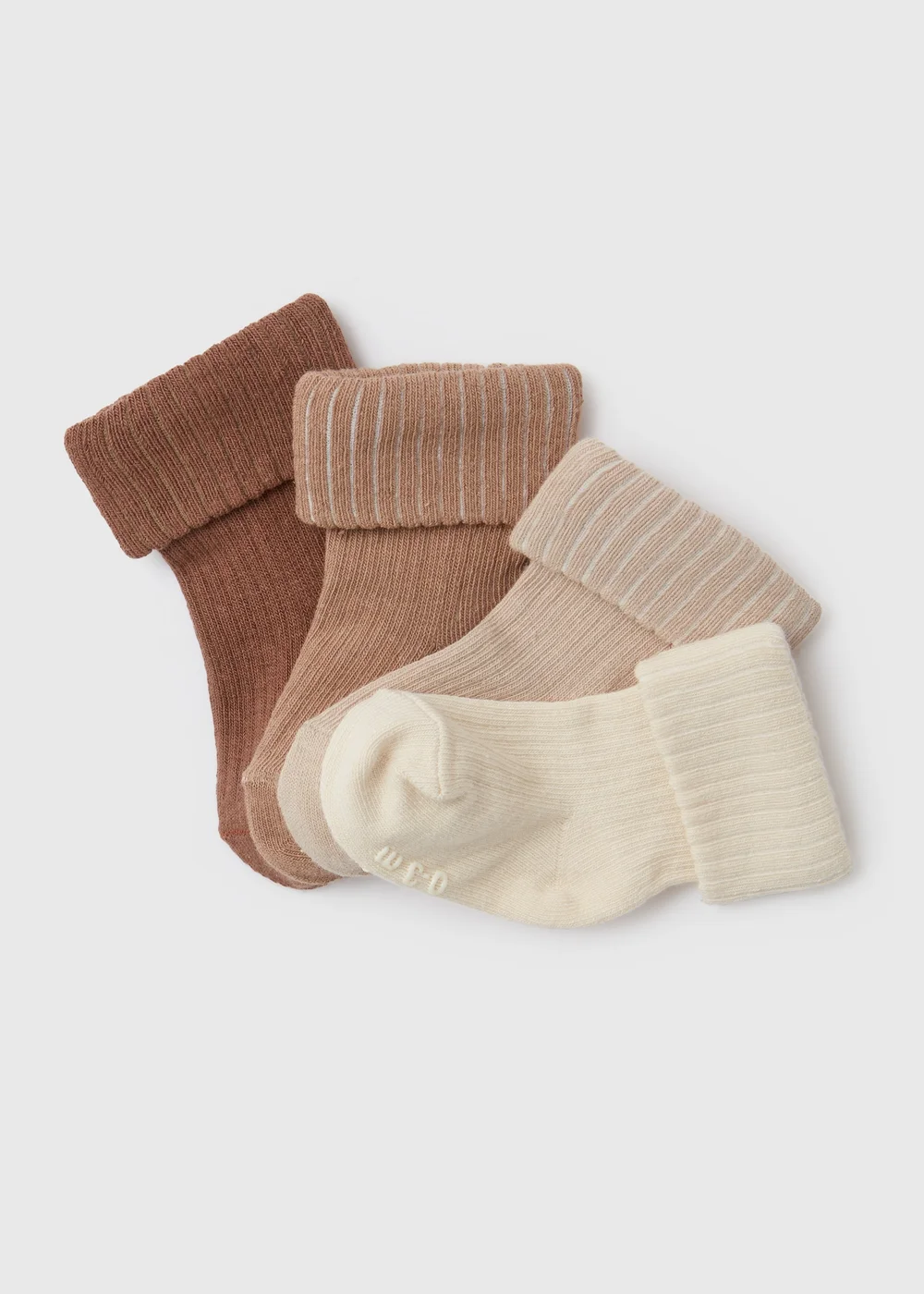 Baby 4 Pack Beige Ribbed Socks (Newborn-24mths) - Up to 1 Month Image 2
