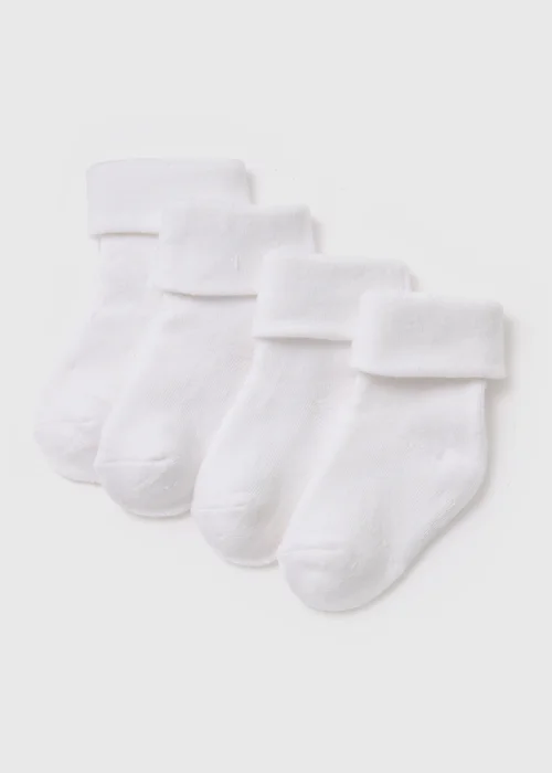 Baby 4 Pack White Terry Tot Socks (Newborn-12mths) - Up to 1 Month Image 1