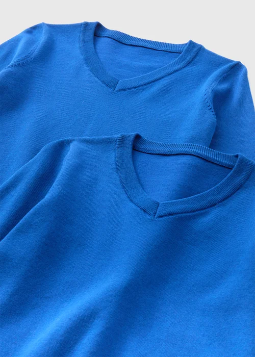 Boys 2 Pack Royal Blue V Neck Knit School Jumper (3-13yrs) - Age 3 Years Image 2