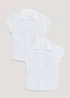 2 Pack Girls White Stretch School Blouses (8-16yrs) - Age 8 Years Image 1