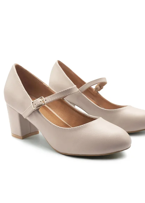 Where's That From Araceli Block Heel Mary Jane Pumps In Nude - Size 7 Image 2