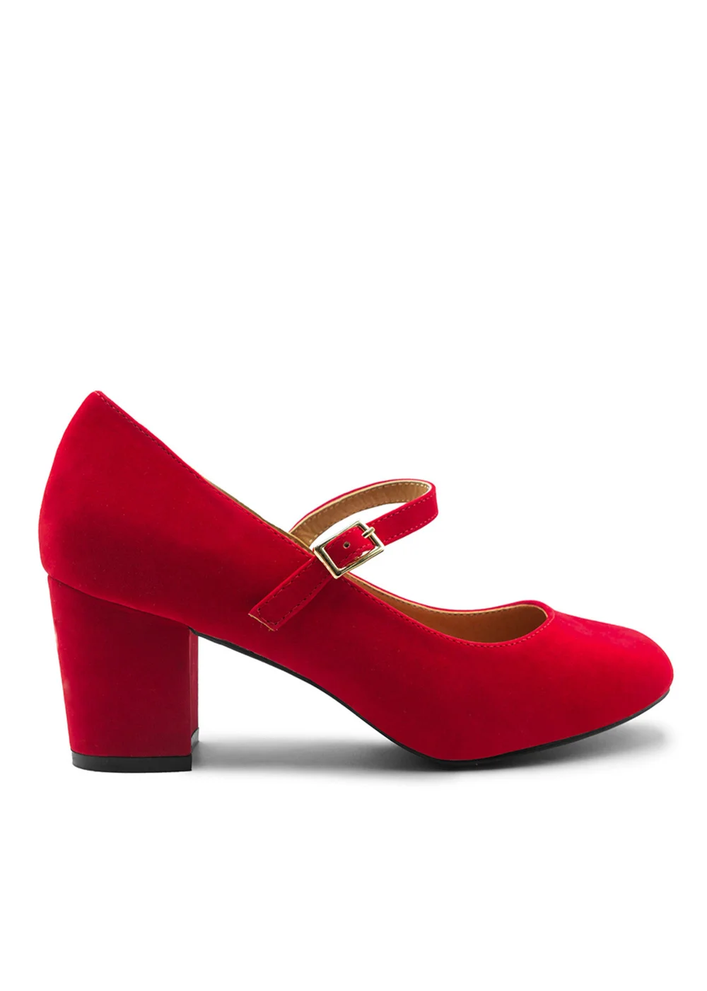 Where's That From Araceli Block Heel Mary Jane Pumps In Red Suede - Size 9 Image 1