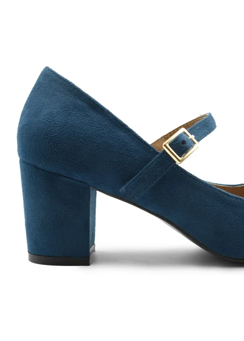 Where's That From Araceli Block Heel Mary Jane Pumps In Navy Suede - Size 6 Image 2