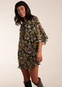 Blue Vanilla Multi Floral Raglan Sleeve Tunic Dress - S Image 2