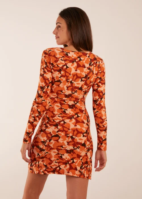Blue Vanilla Rust Fixed Wrap Gathered Mini Dress - 8 Image 2