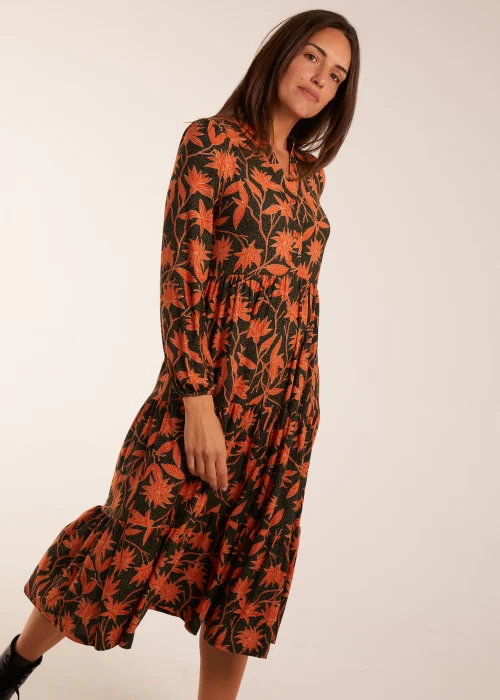 Blue Vanilla Khaki Collar Trapeze Midi Dress - S Image 4