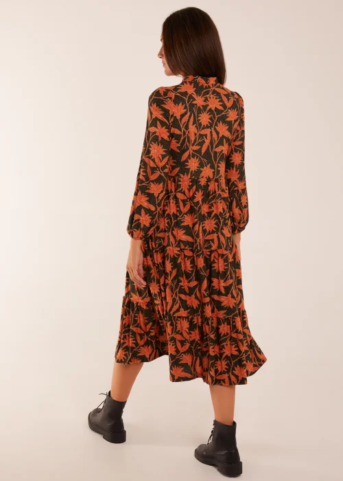 Blue Vanilla Khaki Collar Trapeze Midi Dress - S Image 3